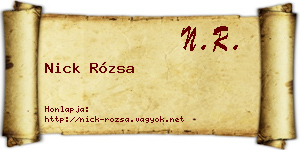 Nick Rózsa névjegykártya